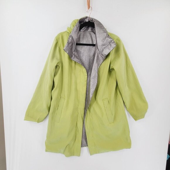 Mycra Pac Jacket Women's Small Reversible Hood Raincoat Jacket Silver Green - Picture 8 of 15